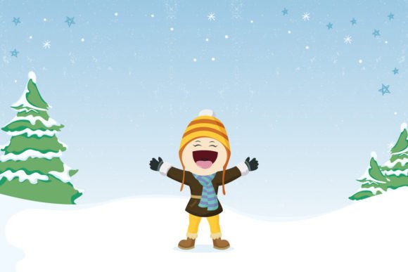 Download Happy Kids Playing in the Snow Fall - Happy kids Collection